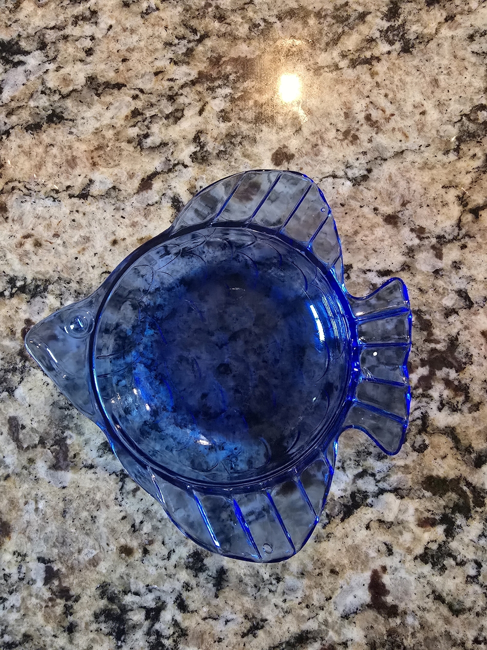 Hazel Atlas Blue Depression Glass Fish-Shaped Trinket 6.5" Dish